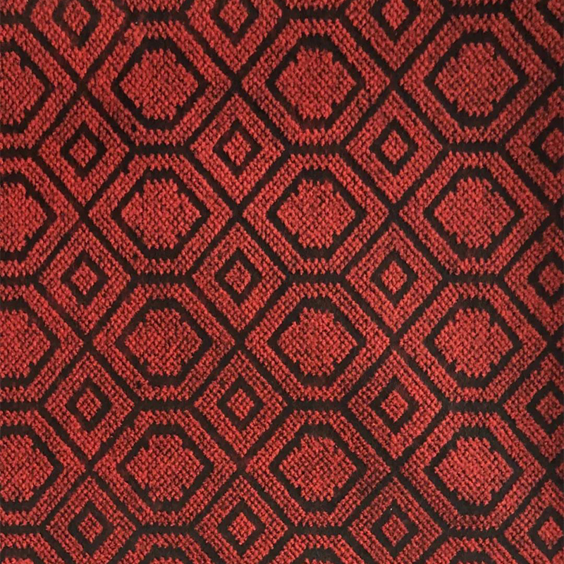 六角提花无纺地毯红黑色